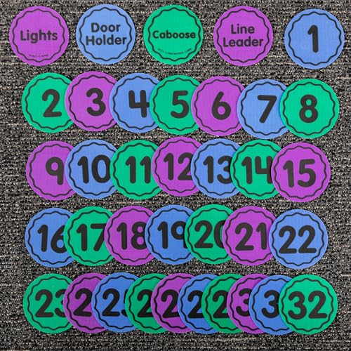 Really Good Stuff Carpet Mark-Its – 36 Pack–Line-Up Helpers – Carpet Markers for the Classroom – Numbered Spot Markers and Labels – 4" Carpet Dots for Teacher Supplies - Image 2