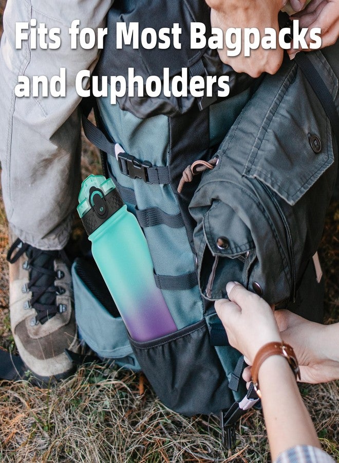 Oldley Insulated Water Bottle 20oz Water Bottles with Straw, Stainless Steel Water Bottle with 3 Lids, Double Wall Vacuum Bottels for Adult Kids,Leak-Proof Sport Bottles for School Travel,Green Purple - Image 5