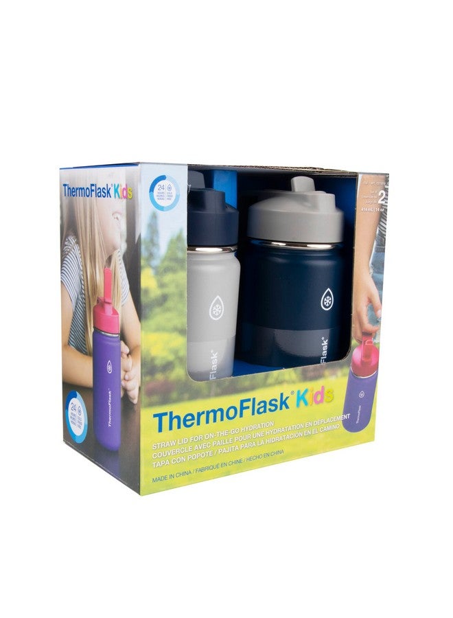 Thermoflask Kids Double Wall Vacuum Insulated Stainless Steel (Grey/Navy) - Image 2