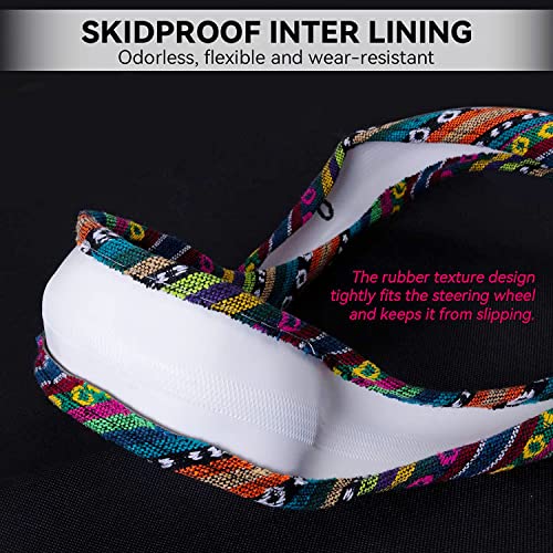 Limsas Boho Steering Wheel Cover Elastic Microfiber for Women, Universal Fit 15 inch Car SUV, Hippie Style Protector Cover, Anti-Slip, Breathable, Absorbing Sweat - 01 - Image 5