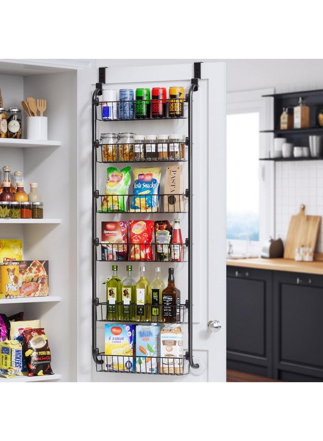 Delamu Over the Door Heavy-Duty Metal Organizer, 6-Tier Door Storage for Pantry, Easy Install, D4.65xW18xH50inch, Black - Image 1