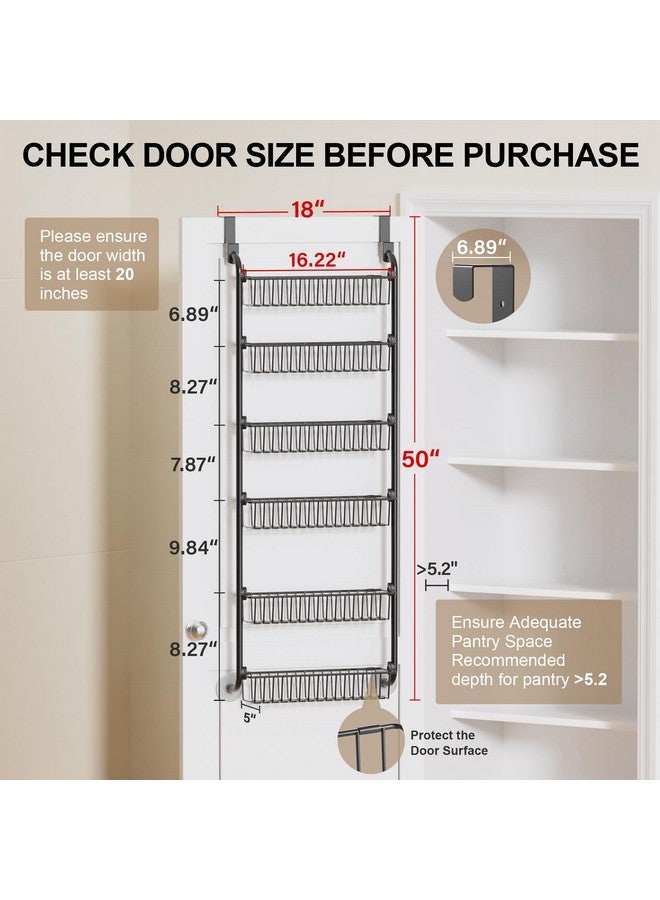Delamu Over the Door Heavy-Duty Metal Organizer, 6-Tier Door Storage for Pantry, Easy Install, D4.65xW18xH50inch, Black - Image 2