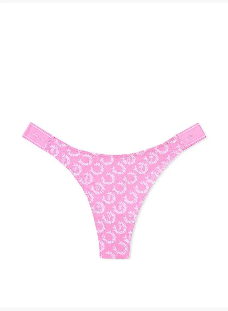PINK Logo Cotton High-Leg Thong Panty