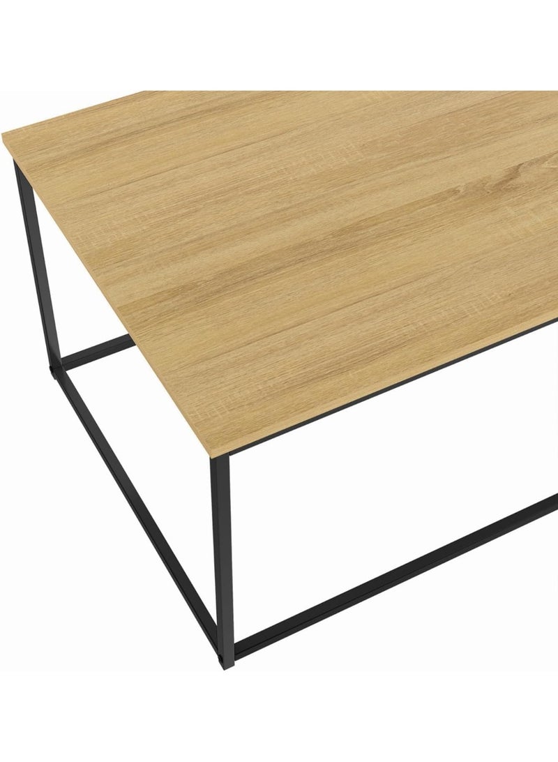 Industrial Coffee Table 113 cm, Rectangular Wood & Black Metal Center Table, Modern Industrial Living Room Furniture, Sturdy Metal Frame, Rustic Wood Surface, Contemporary Minimalist Home Décor, Lounge & Accent Table - Image 4
