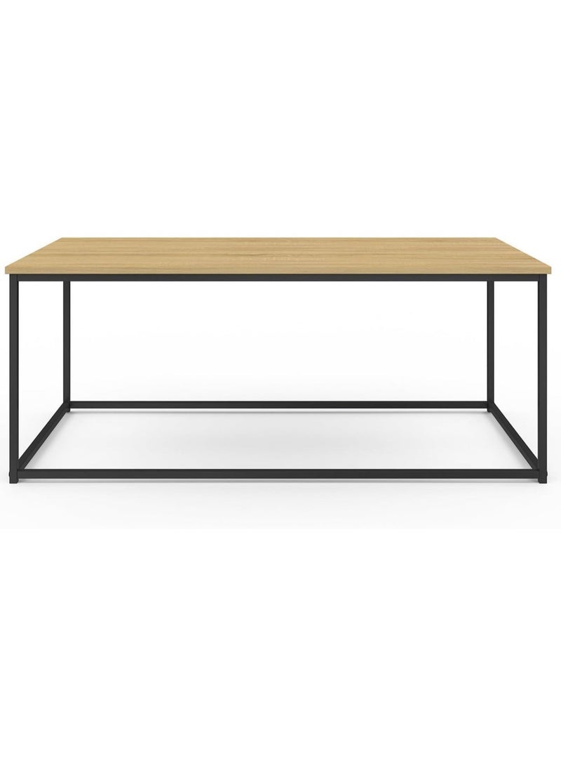 Industrial Coffee Table 113 cm, Rectangular Wood & Black Metal Center Table, Modern Industrial Living Room Furniture, Sturdy Metal Frame, Rustic Wood Surface, Contemporary Minimalist Home Décor, Lounge & Accent Table - Image 1