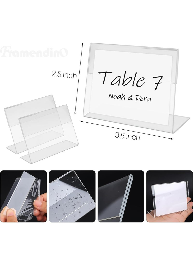 Oasisgalore 20-Pack 3.5x2.5 Inch Clear Acrylic Sign Holders, L-Shaped Table Display Stands for Wedding, Party, Office  - Image 2