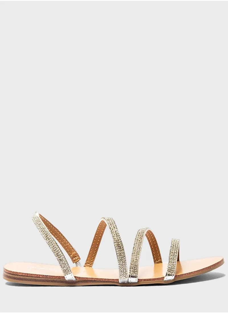 Qupid Multi Strap Flat Sandals