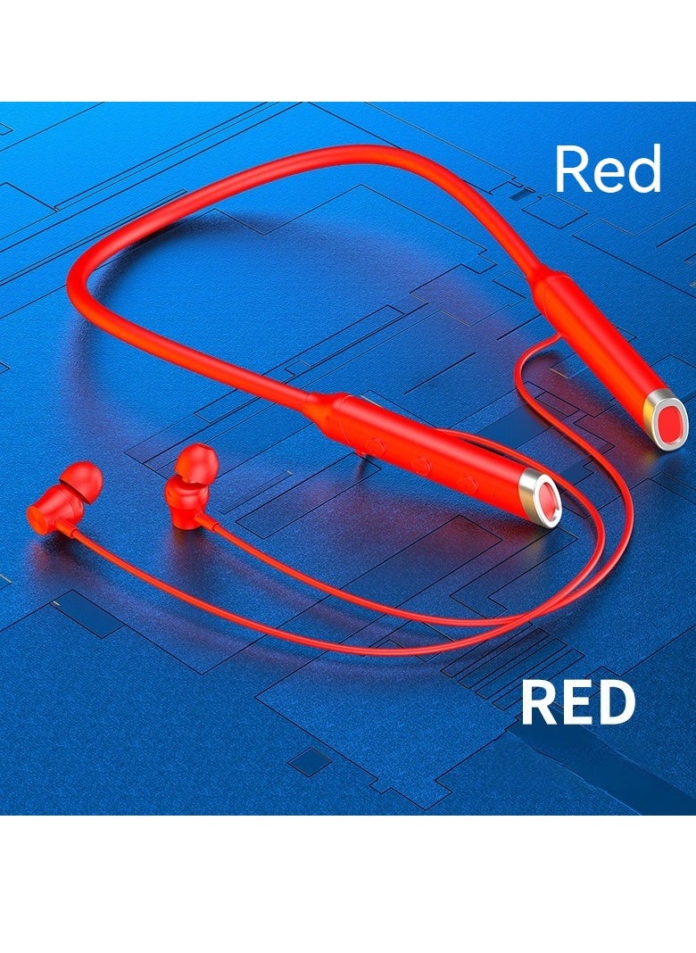 Generic New A58 hanging neck Bluetooth headset in-ear neck hanging long standby with magnetic suction headset (red)  - Image 1