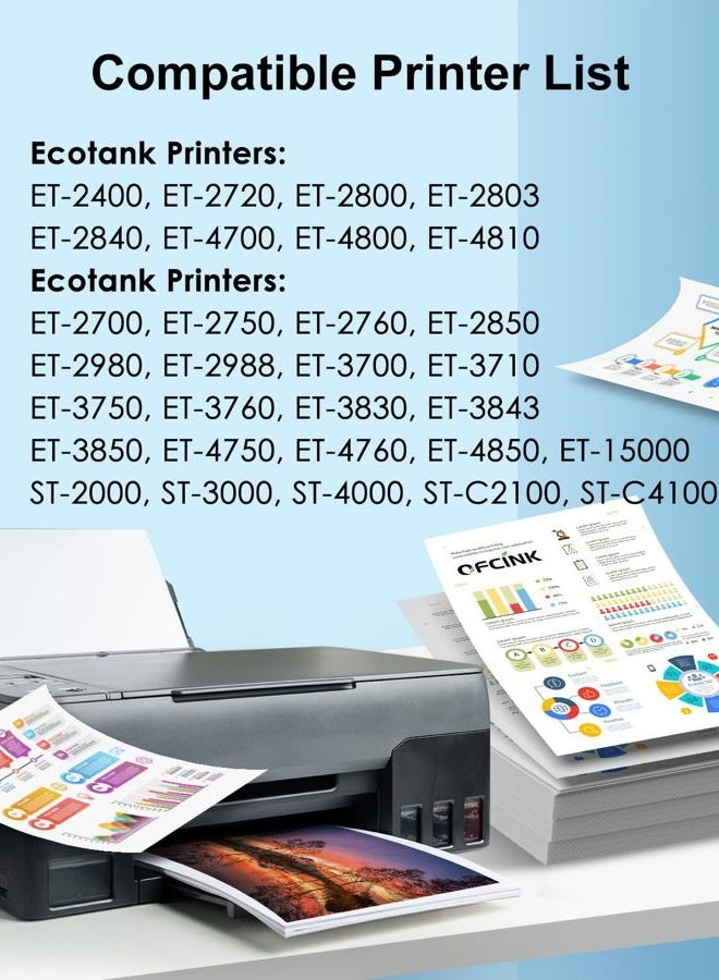 OFCINK 522 High Capacity (5 Bottles) Ink Refill Bottles Remanufactured for Epson 522 EcoTank Ink Use for EcoTank ET-2800, ET-4800, ET-2400, ET-2803, ET-2720, ET-2840, ET-4700 (550ML, Not Sublimation Ink) - Image 2