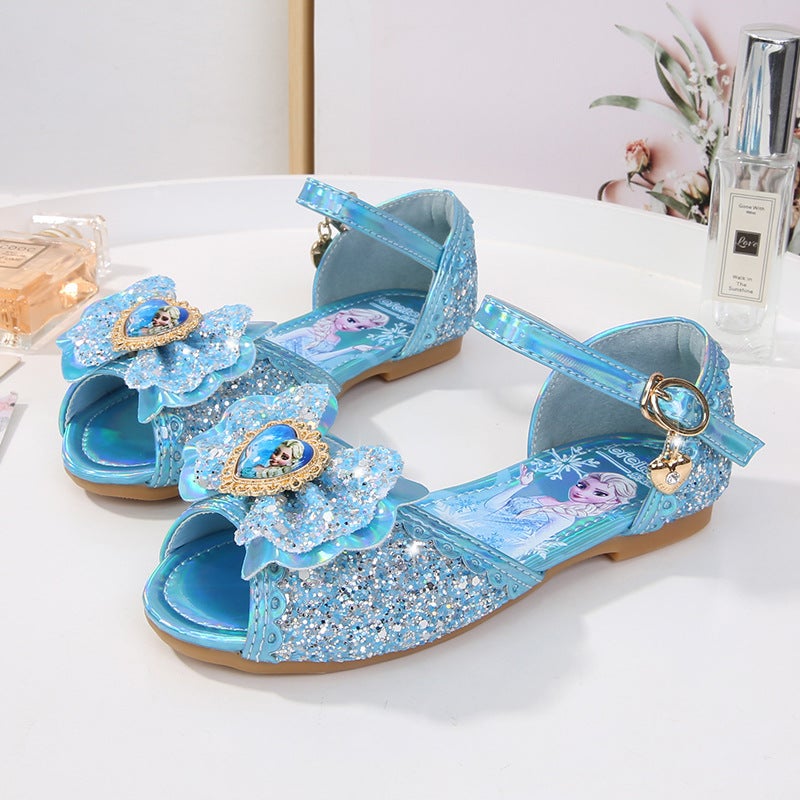 Girls Sandals Fashion Soft Bottom Children'S Shoes Blue Stylish Princess Shoes Little Girls Flat Shoes - Image 2