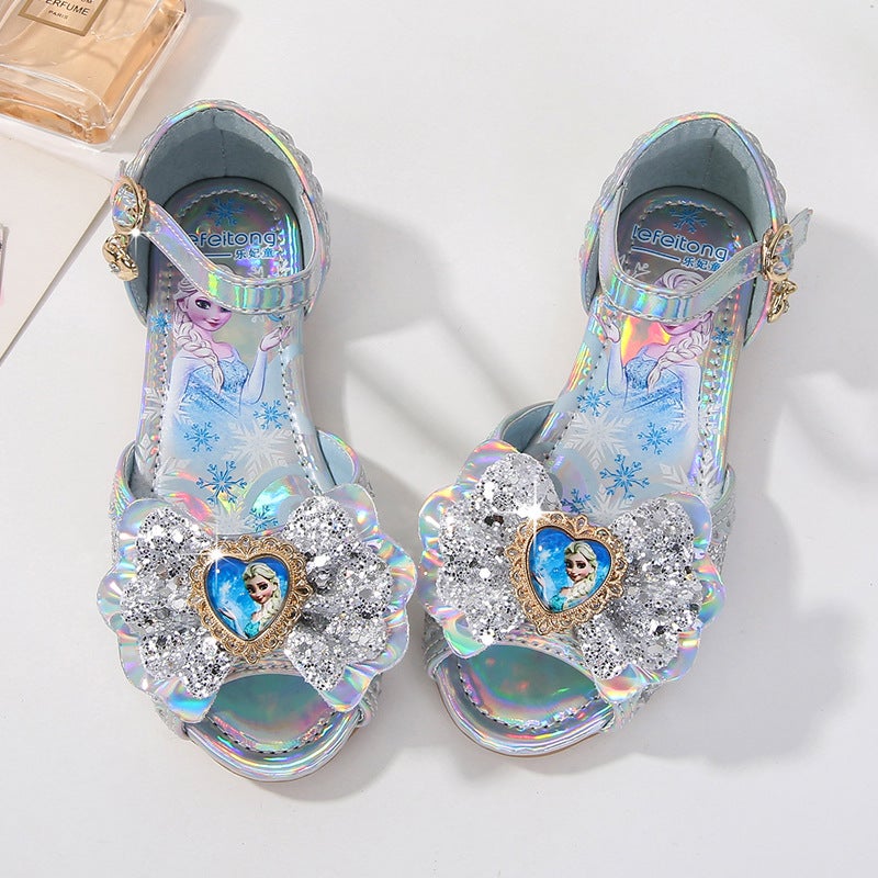 Girls Sandals Fashion Soft Bottom Children'S Shoes Blue Stylish Princess Shoes Little Girls Flat Shoes - Image 4