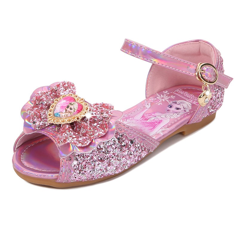 Girls Sandals Fashion Soft Bottom Children'S Shoes Blue Stylish Princess Shoes Little Girls Flat Shoes - Image 1