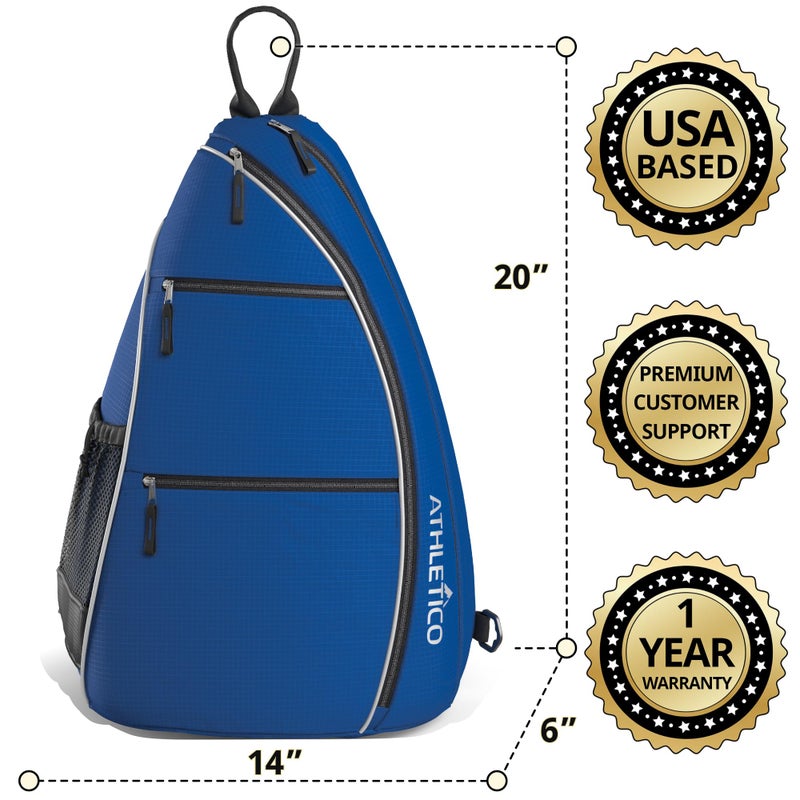 Athletico Sling Bag - Crossbody Backpack for Pickleball, Tennis, Racketball, and Travel for Men and Women (Blue) - Image 5