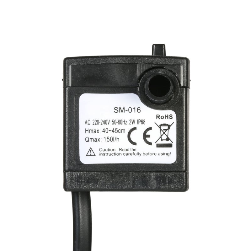 150L/H 2W Submersible Water Pump for Aquarium Tabletop Fountains Pond Water Gardens and Hydroponic Systems with One Nozzle 4.9ft(1.5m) Power Cord AC220-240V - Image 5