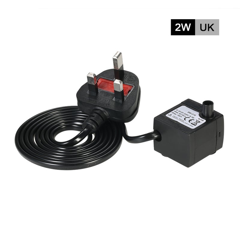 150L/H 2W Submersible Water Pump for Aquarium Tabletop Fountains Pond Water Gardens and Hydroponic Systems with One Nozzle 4.9ft(1.5m) Power Cord AC220-240V - Image 3
