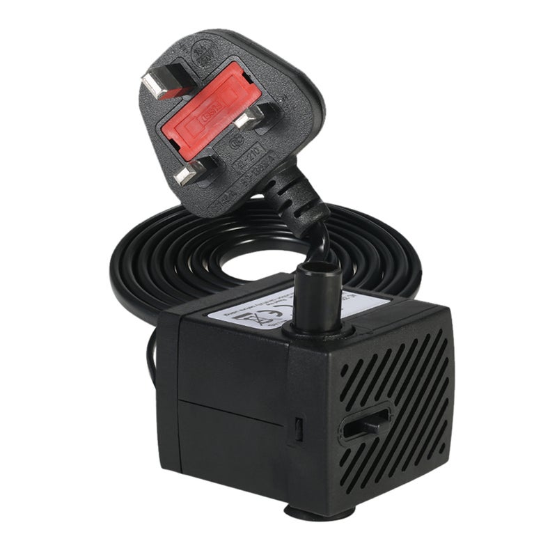 150L/H 2W Submersible Water Pump for Aquarium Tabletop Fountains Pond Water Gardens and Hydroponic Systems with One Nozzle 4.9ft(1.5m) Power Cord AC220-240V - Image 2