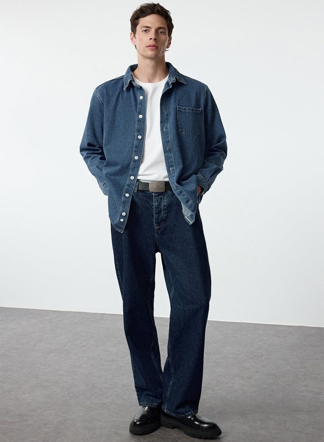 trendyol Men's Blue Regular Fit Denim Jeans Jacket TMNAW25CE00001 - Image 1