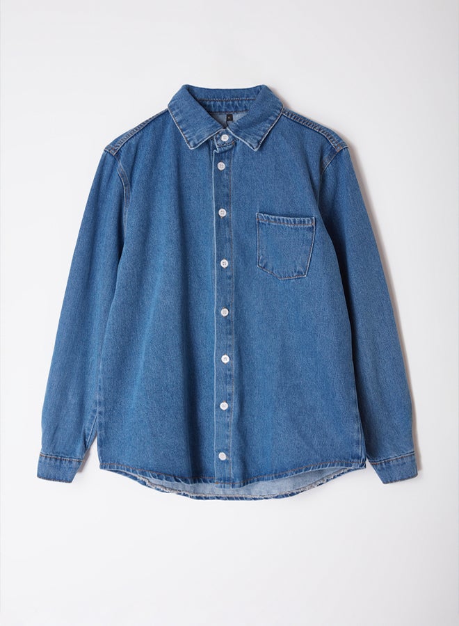 trendyol Men's Blue Regular Fit Denim Jeans Jacket TMNAW25CE00001 - Image 5