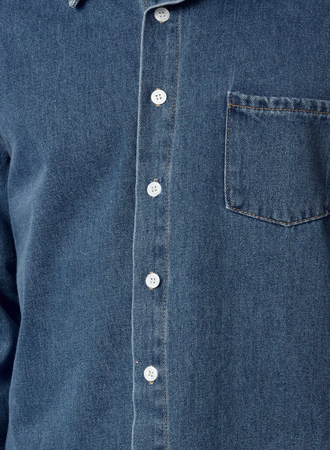trendyol Men's Blue Regular Fit Denim Jeans Jacket TMNAW25CE00001 - Image 3