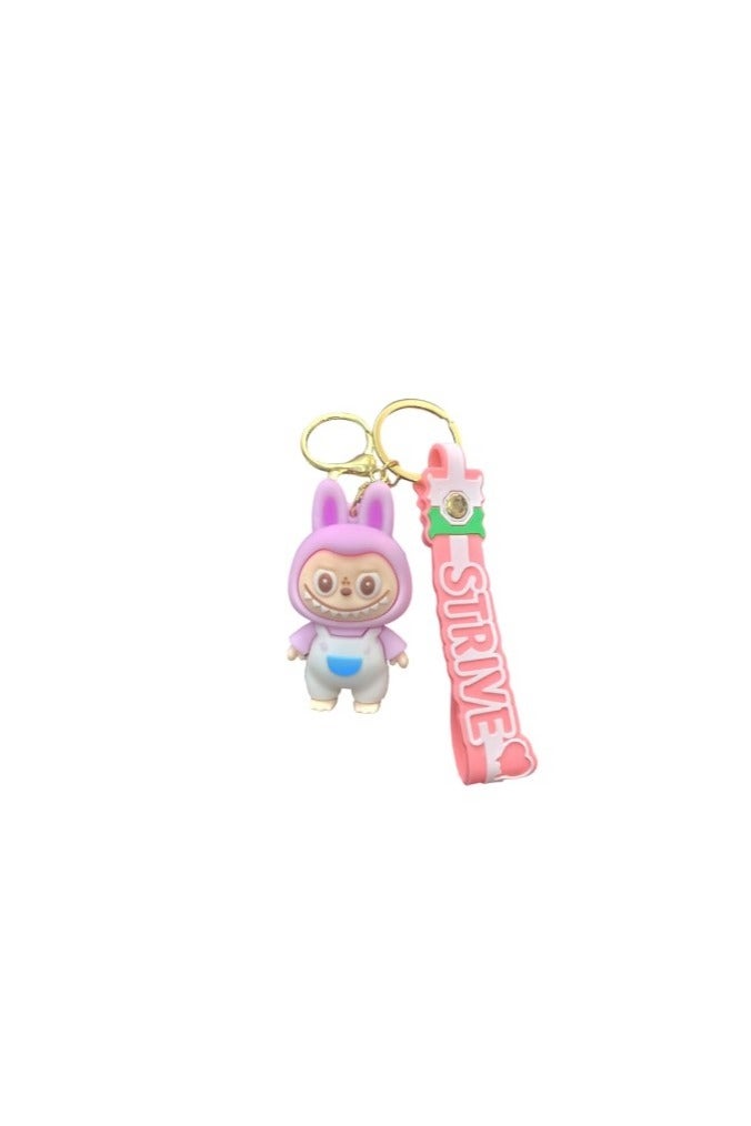 Labubu Toy Keychain Cartoon 3D Plastic Lovely Keychain (Assorted Color)