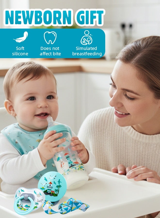 Soft Touch 6 Pcs Baby Feeding Bottle Set, Newborn Gift Set with 3 Feeding Bottles(150/240/330 ml), Bottle Cleaning Brush Pacifier Clip and Pacifier, BPA Free, Baby Bottle Starter Kit for 0+ months Baby (Green) - Image 4