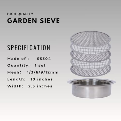 Xicooka Soil Sifter Set for Garden with 5PCS Mesh(1,3,6,9,12mm) Sieve for Rocks and Sand - Image 4