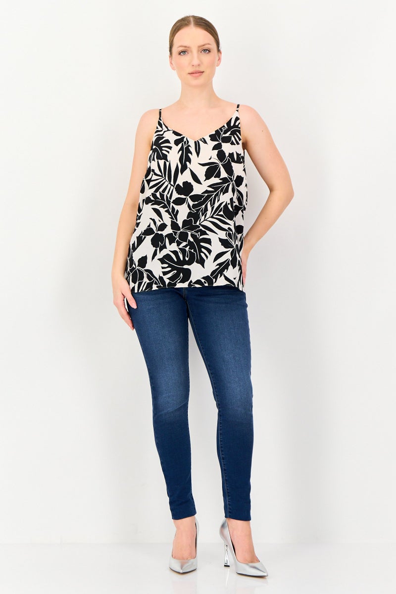 DOROTHY PERKINS Women V Neck Sleeveless Graphic Print Tank Top, Multicolor - Image 3