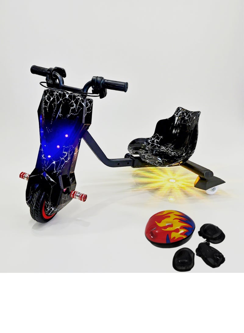 بيبي سكوتر درفت كهربائي صغير بقوة 36 فولت بقدرة عالية ودوران 360° للأطفال والكبار – هيكل قابل للتعديل مزود بتقنية البلوتوث ومعدات حماية، بثلاث سرعات، مزود بمحرك بدون فُرش بقدرة 250 واط، بسرعة تتراوح بين 8 إلى 15 كم/س، ويتحمل وزنًا يصل إلى 80 كجم، مناسب للأعمار من 6 سنوات فأكثر. - Image 1