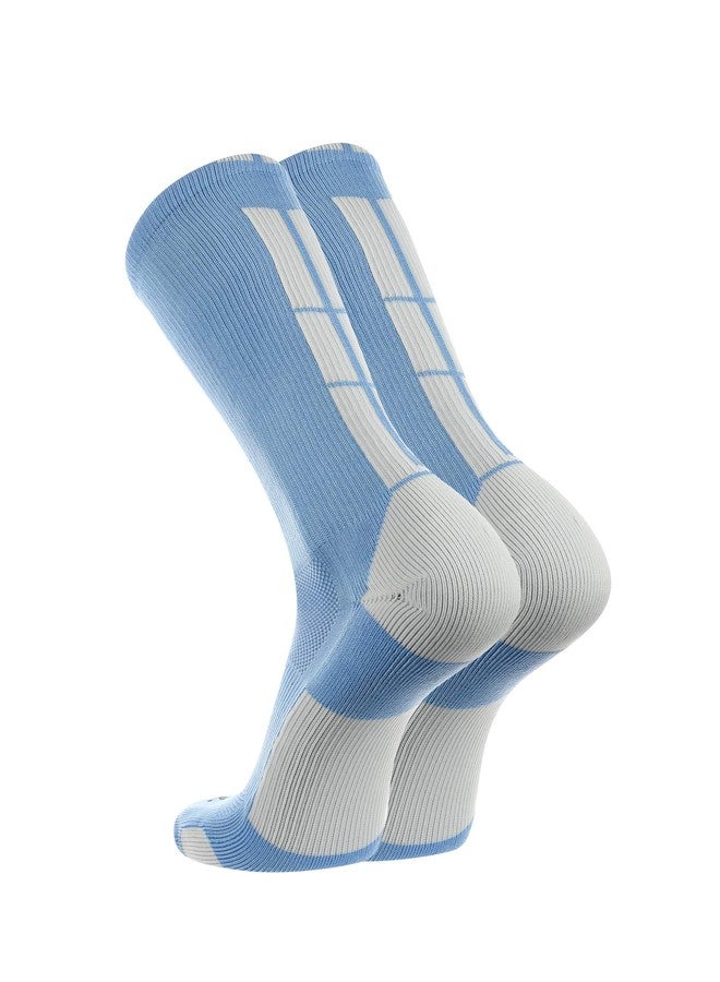 TCK Baseline Crew Athletic Socks for Basketball, Football & Sports - Large, Columbia Blue/White - Image 2