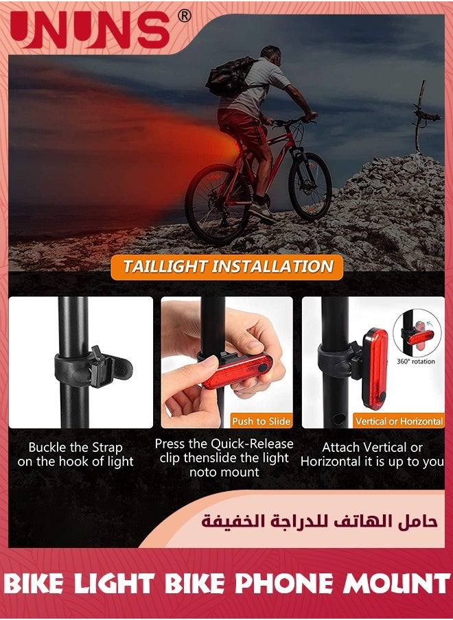 UNUNS Bike Phone Mount And Front Light Set,USB Rechargeable Bike Light And Phone Holder,Adjustable Bicycle Holder Handlebar Bicycle Headlight With Horn Trumpet,Fits Mountain Bike  - Image 4
