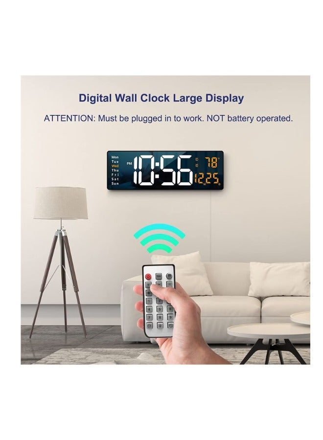 ساعة حائط رقمية شاشة كبيرة، ساعات حائط كبيرة 16.2 بوصة، ساعة رقمية LED مع جهاز تحكم عن بعد لديكور غرفة المعيشة، سطوع تلقائي خافت ساعة كبيرة مع درجة حرارة أسبوع التاريخ - Image 3