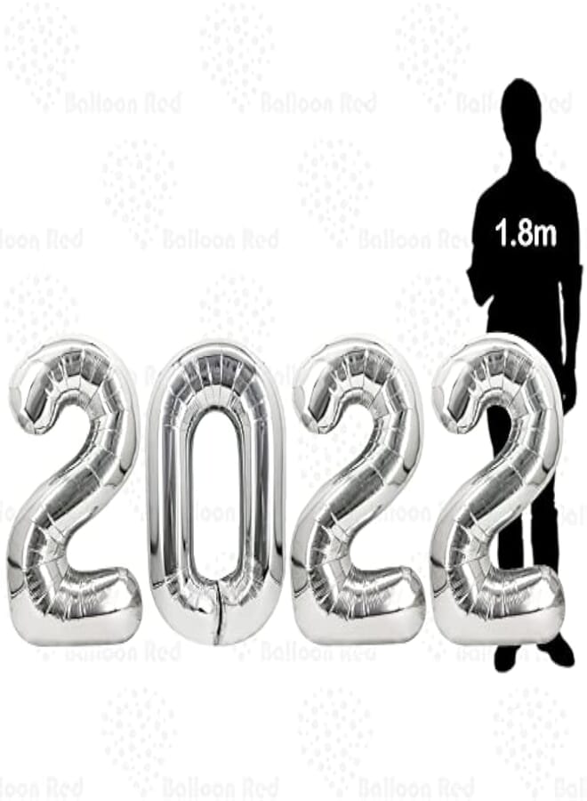 Balloon Red AFTERLOON® New Year 2022 40 Inch Giant Jumbo Helium Foil Mylar Balloons for New Year Eve Party (Premium Quality), Glossy Silver, 4 Number Balloons 2 0 2 2