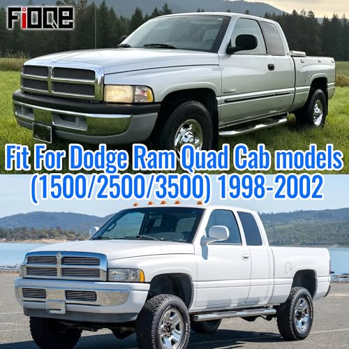 Fioqe 40/20/40 Heavy Duty 600D Oxford Fabric Front Seat Cover for Dodge Ram 1500 2500 3500 Quad Cab 1998 1999 2000 2001 2002 Trucks, Split Bench Design with Seatbelt Cutouts-Black - Image 2