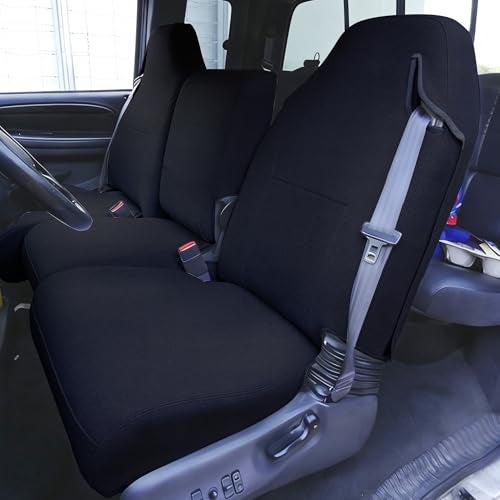 Fioqe 40/20/40 Heavy Duty 600D Oxford Fabric Front Seat Cover for Dodge Ram 1500 2500 3500 Quad Cab 1998 1999 2000 2001 2002 Trucks, Split Bench Design with Seatbelt Cutouts-Black - Image 1