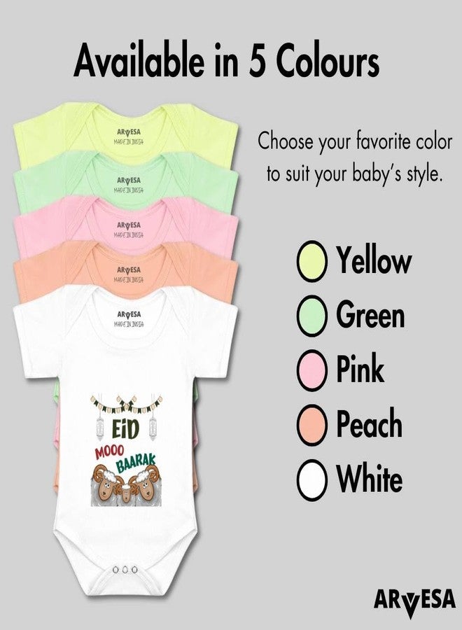 ARVESA Eid Mooo Baarak R-905 Bakra Eid Bodysuit, Sleepsuits, Rompers For New Born Baby Clothes 0-3 Months Unisex Stylish Dress For Baby Boy & Girl, Newborn Infant Outfit - Image 4