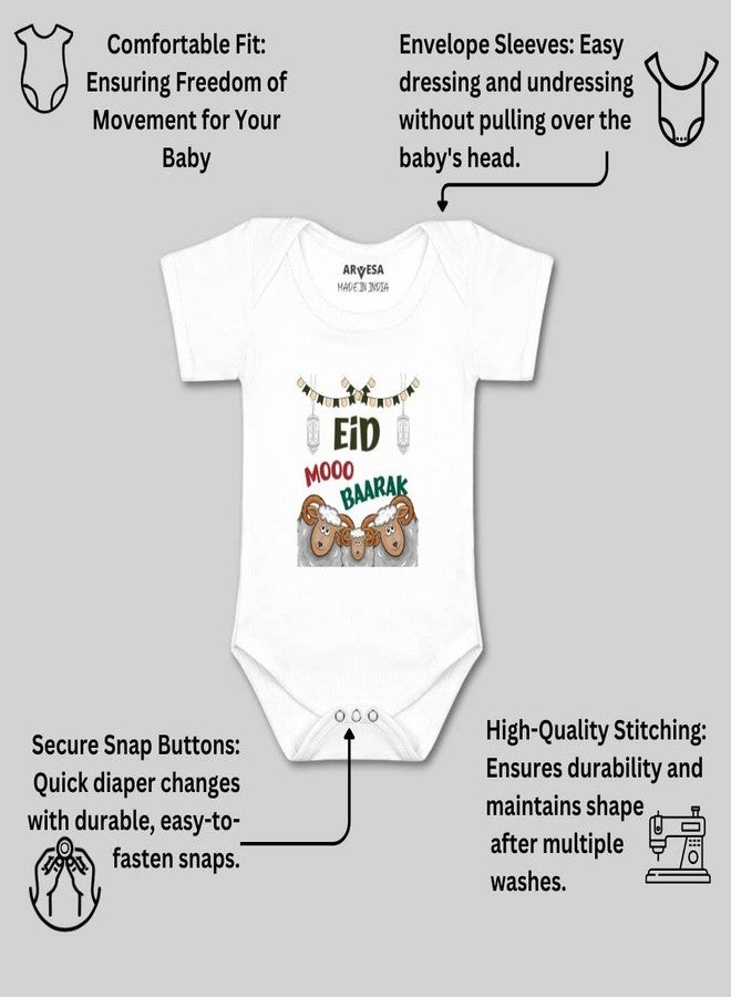 ARVESA Eid Mooo Baarak R-905 Bakra Eid Bodysuit, Sleepsuits, Rompers For New Born Baby Clothes 0-3 Months Unisex Stylish Dress For Baby Boy & Girl, Newborn Infant Outfit - Image 3