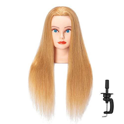 Hairlink 24-26'' Mannequin Head With Human Hair Styling Training Head Dolls for Cosmetology Manikin Maniquins Practice Head with Stand (6611W2718H) - Image 1
