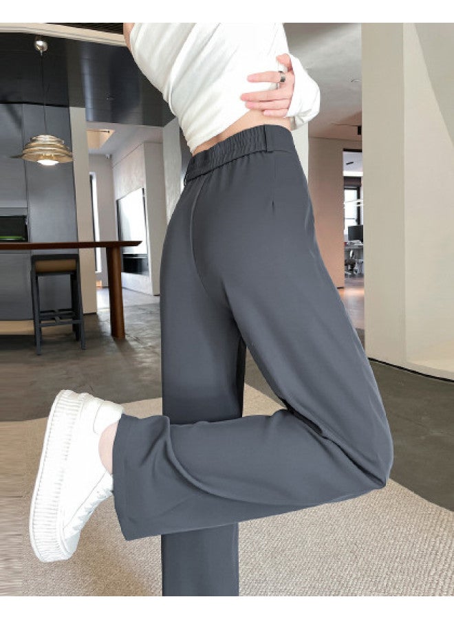 TonLion Loose Slimming Minimalist Versatile Solid Color Youthful Suit Wide Leg Pants Summer Thin High Waist Korean Style Wide Leg Trousers - Image 1