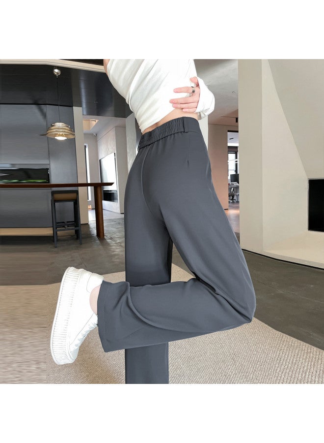 TonLion Loose Slimming Minimalist Versatile Solid Color Youthful Suit Wide Leg Pants Summer Thin High Waist Korean Style Wide Leg Trousers - Image 2