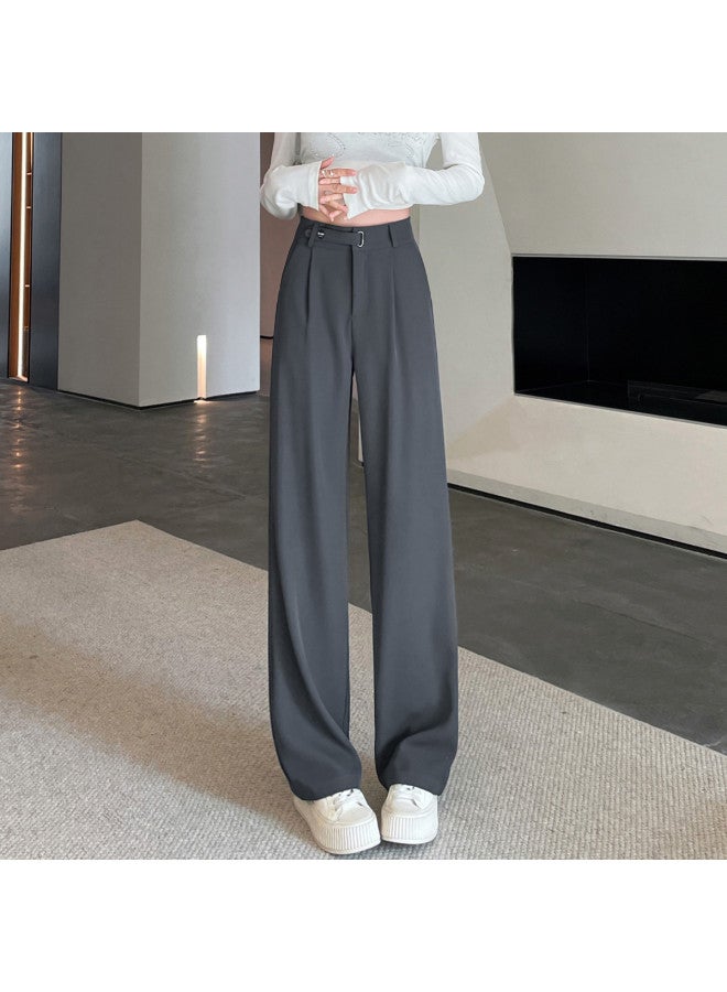 TonLion Loose Slimming Minimalist Versatile Solid Color Youthful Suit Wide Leg Pants Summer Thin High Waist Korean Style Wide Leg Trousers - Image 4