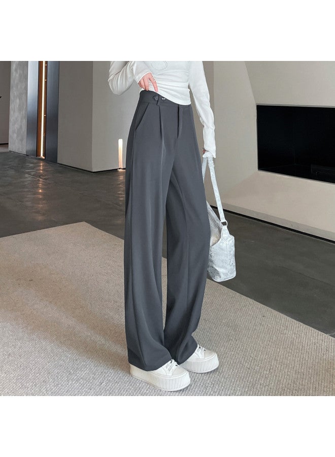 TonLion Loose Slimming Minimalist Versatile Solid Color Youthful Suit Wide Leg Pants Summer Thin High Waist Korean Style Wide Leg Trousers - Image 3