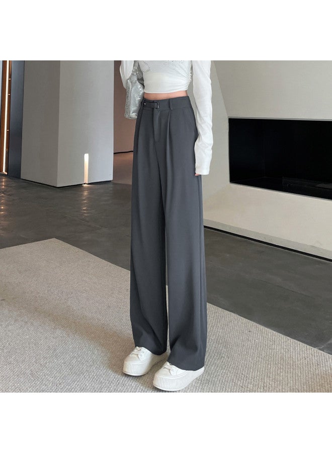 TonLion Loose Slimming Minimalist Versatile Solid Color Youthful Suit Wide Leg Pants Summer Thin High Waist Korean Style Wide Leg Trousers - Image 5