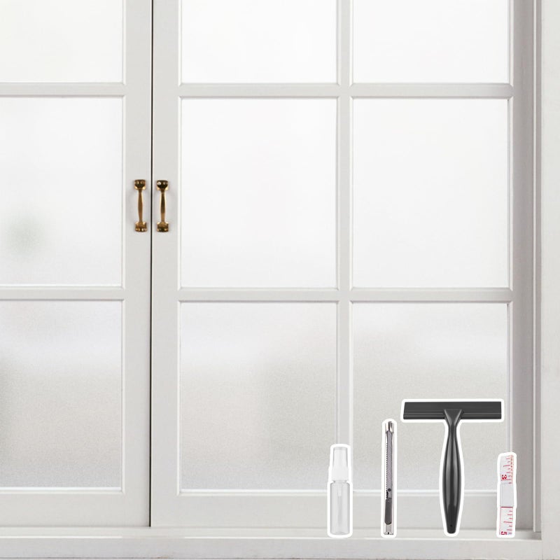 Kromapolis Window Privacy Film Frosted Glass Window Film, Heat Blocking Privacy Film for Glass Windows, Static Cling Non-Adhesive Frosting Window Stickers for Door Home (Frosted, 23.6 x 78.7 inch) - Image 1
