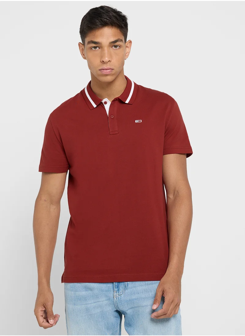 تومي جينز TJM NECK BRANDED POLO EXT