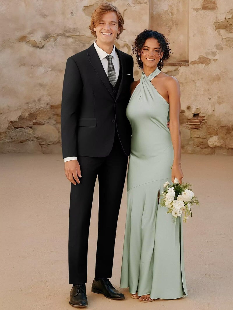 WEEN CHARM Suits for Men,3 Piece Slim Fit Suit Set with 2-Button Blazer,Vest,Pants,Tuxedo for Wedding,Prom,Party,Business Black - Image 3