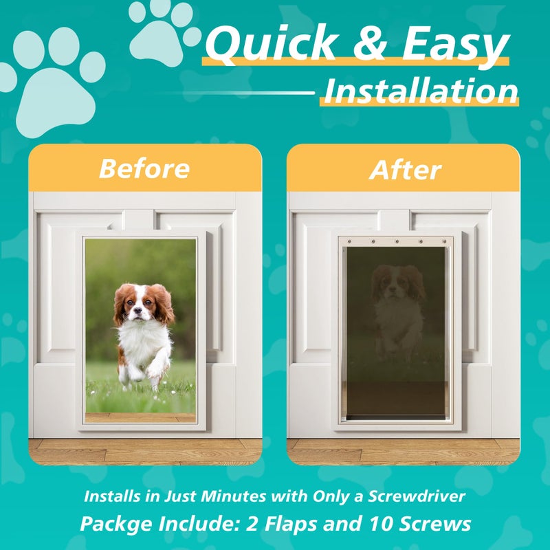 MOLYLY 2PACK Large Dog Door Replacement Flaps with Screws - Pet Door Replacement Flap Compatible with Petsafe Freedom Doggie Doors Replacement Flaps PAC11-11039 10 1/8" X 16 7/8", Flexible, No Warped - Image 3