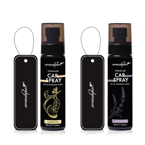 Aromahpure Lavender & Lemon Car Perfume Spray with Hanging Card |100ml Each | Long Lasting 800+ Sprays Each Car Fresheners | Travel Friendly Car Air Freshener| CFC Free & Fast Acting Formula - Image 1