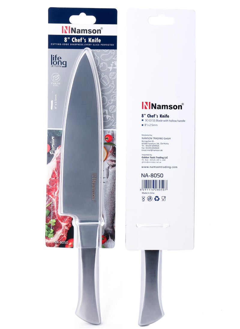 NAMSON Namson 8-Inch Chef’s Tool – Cutting-Edge Sharpness, 3Cr13 Stainless Steel, 2.5mm Thickness, Hollow Handle – Ideal for Slicing, Chopping & Dicing  - Image 3