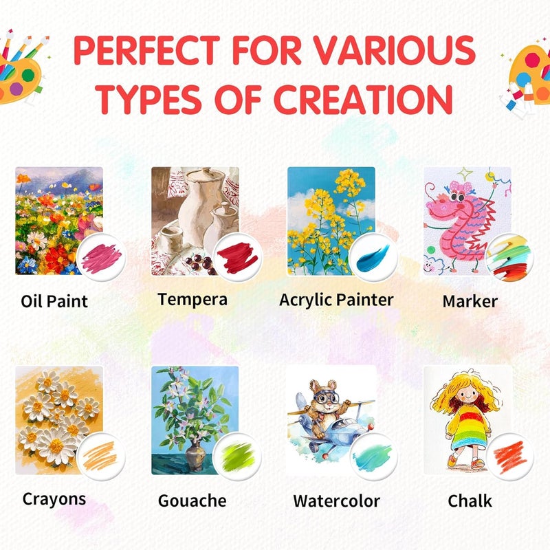 FIXSMITH لوحات قماشية FIXSMITH للرسم 8x10 بوصة، عبوة قيمة فائقة 12 لوحة قماشية بيضاء فارغة، 100% قطن معالج، مستلزمات فن الرسم للمحترفين، رسامي الهوايات، الطلاب والأطفال - Image 2