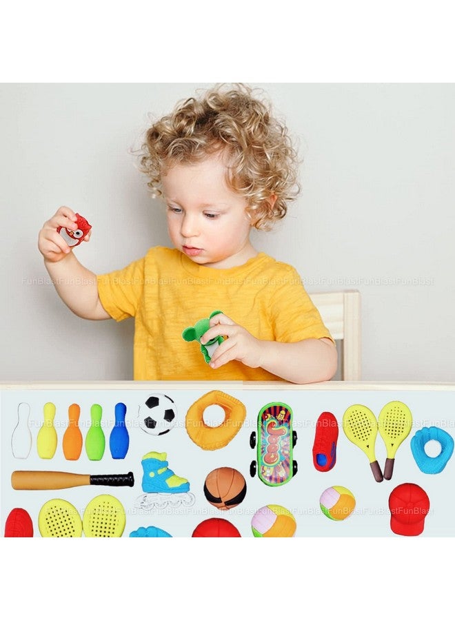 فنبلاست ممحاة فن بلاست للأطفال - مجموعة ممحاة بطابع ألعاب رياضية للأطفال، مجموعة ممحاة كهدية إرجاع، مجموعة أدوات مكتبية للأطفال، ممحاة مطاطية للأطفال، مجموعة أدوات مكتبية للأطفال (17 قطعة) - Image 4